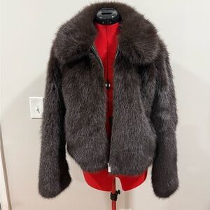 Zara Brown Faux Fur Coat size L